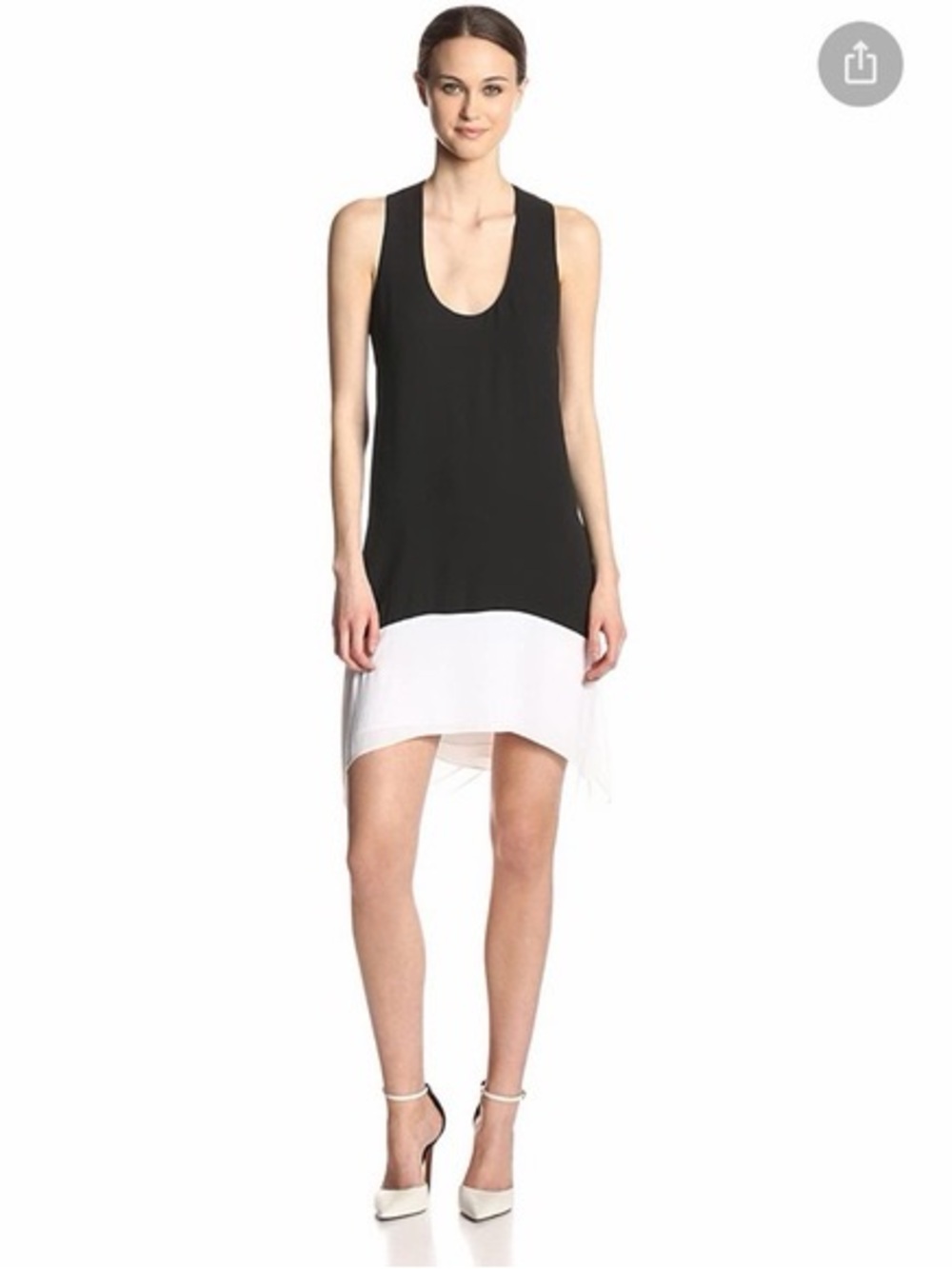 BCBGMAXAZRIA XS Black & White Cutout High-Low Shift Dress